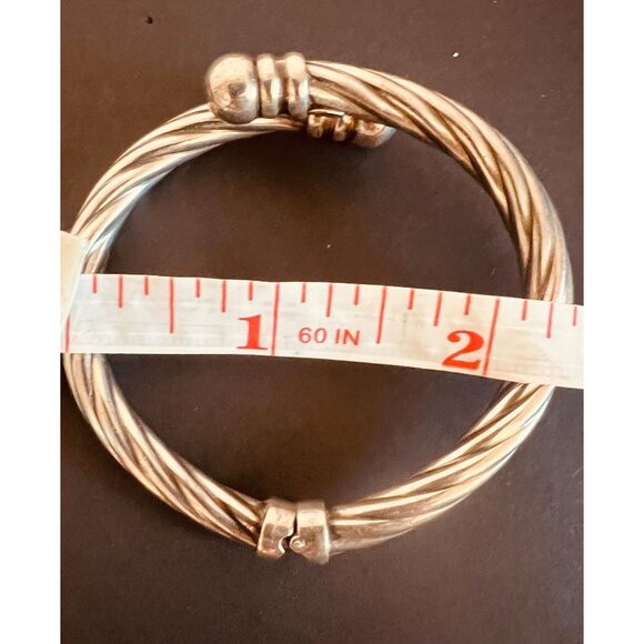 VTG Unisex 925 Silver Twisted Rope Hinged Bangle Bracelet Jewelry Italy Signed - Picture 5 of 7